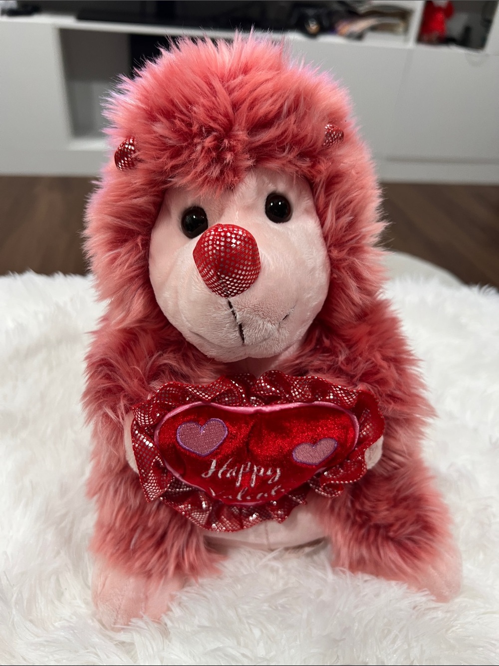 Pink & Red Plush Hedgehog Holding Valentine Heart